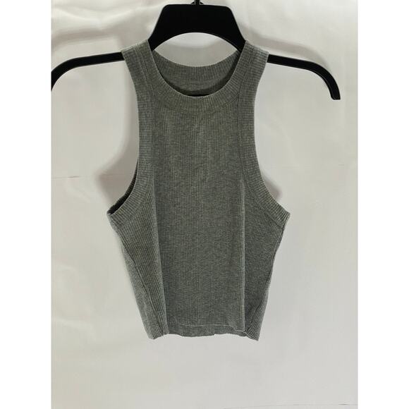 WSLY Women's Dark Gray Ribbed Crewneck Sleeveless Tank Top SZ XS - Picture 1 of 7